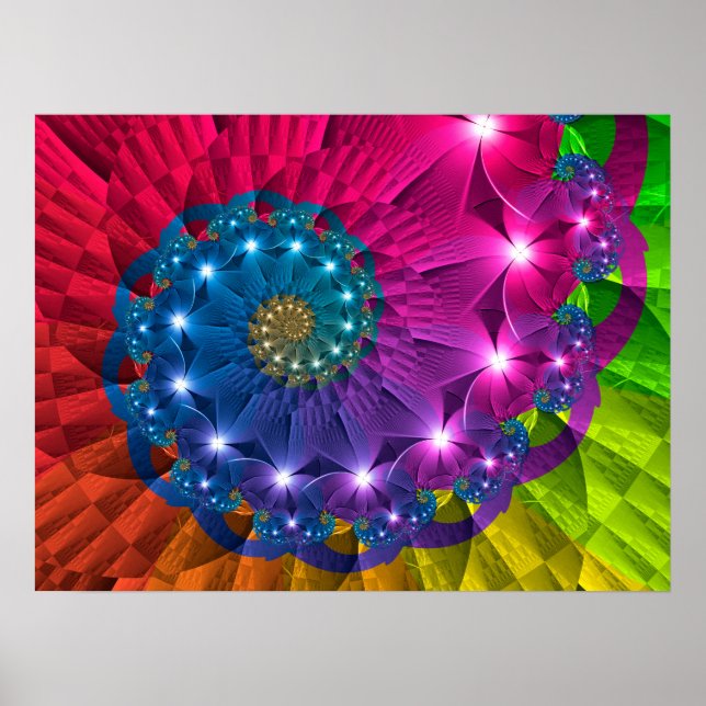 Blommigt Rainbow Vortex Poster (Framsidan)