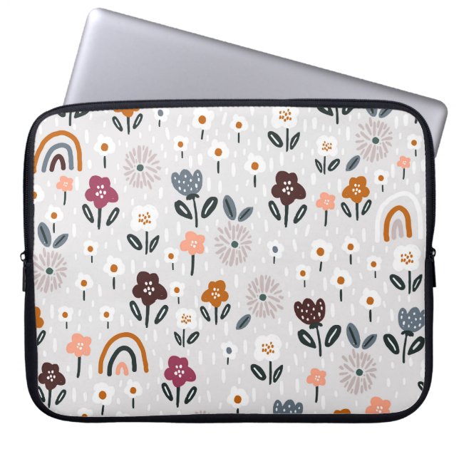 Blommigt Rainbows: Hand plockade sjölösa Struktur Laptop Fodral (Framsidan)