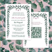 Blommigt Ram Anpassningsbar QR Code Bat mitzvah Gi