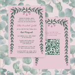 Blommigt Ram Anpassningsbar QR Code Bat mitzvah Gi Inbjudningar<br><div class="desc">Perfekt-kort för att tillkännage ett bat mitzvah, pub mitzvah eller annat judiskt firande! Hand plockade-konst åt dig på framsidan och baksidan! FULLT ANPASSADE! Klicka på "Anpassa" ovan om du vill redigera texten och lägga till länken till QR-koden. Klicka på "Redigera med verktyg" om du vill justera typsnitt, färg och placeringar...</div>