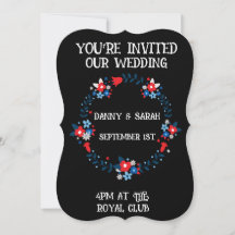 BLOMMIGT RAM BLACK MODERN WEDDING INVITATIONS