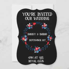BLOMMIGT RAM BLACK MODERN WEDDING INVITATIONS INBJUDNINGAR