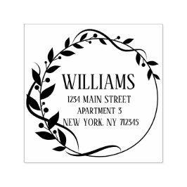 blommigt ram botanisk returadress självfärgande stämpel