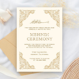 Blommigt Ram Cream och Guld muslimsk Mehndi Tilläggskort