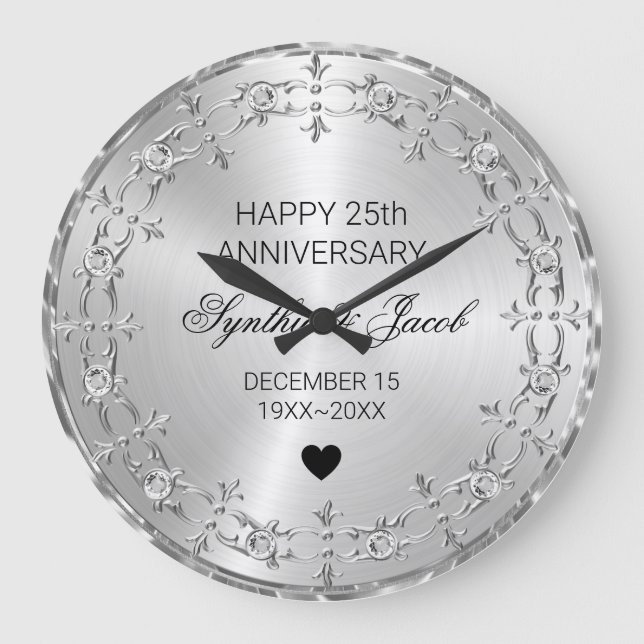 Blommigt Ram diamanter Stor Klocka (Framsida)