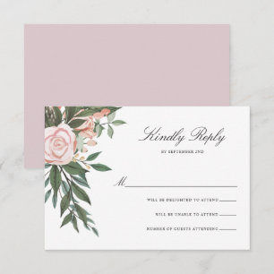 Blommigt Ram Elegant Light Mauve Bröllop OSA Kort