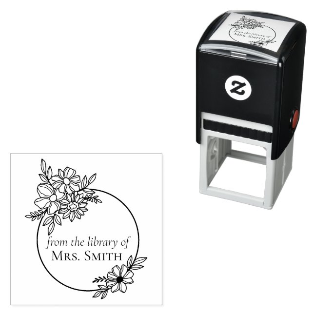 Blommigt Ram från Bibliotek Självfärgande Stämpel (In Situ)