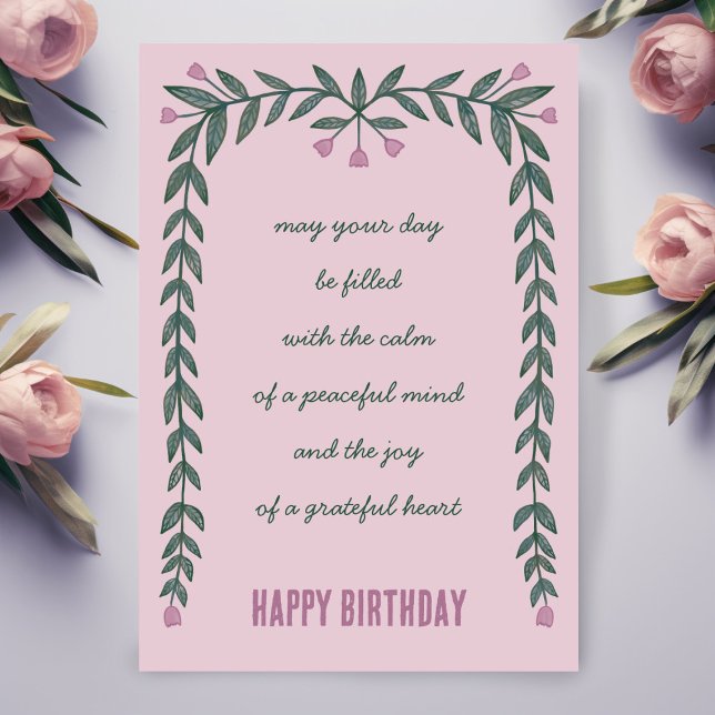 Blommigt Ram inspirationsinflytande Grattis på föd Kort (Floral Frame Inspirational Mindful Happy Birthday Card
)