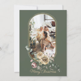 Blommigt Ram-julfotopapper, Helgdag Personlig Julkort
