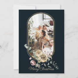 Blommigt Ram-julfotopapper, Helgdag Personlig Julkort