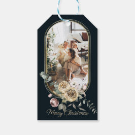 Blommigt Ram-julfotopapper, Helgdag Personlig Presentetikett