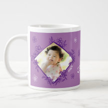Blommigt Ram Lila & White Jumbo Mugg