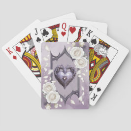 Blommigt ram med hjärta och vit ros casinokort