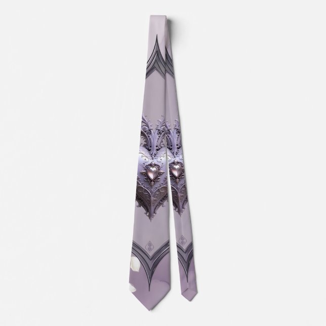 Blommigt ram med hjärta och vit ros slips (Framsida)