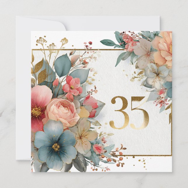 Blommigt Ram med nummer 35 för anniverär (Framsida)