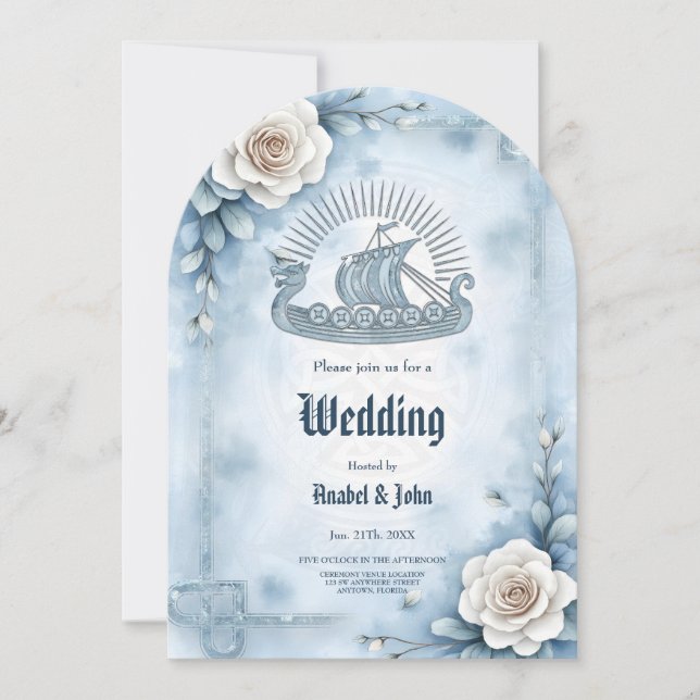 Blommigt Ram med Ro och keltisk design. Inbjudningar (Framsida)