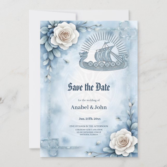 Blommigt Ram med Ro och keltisk design. Spara Datumet (Framsida)