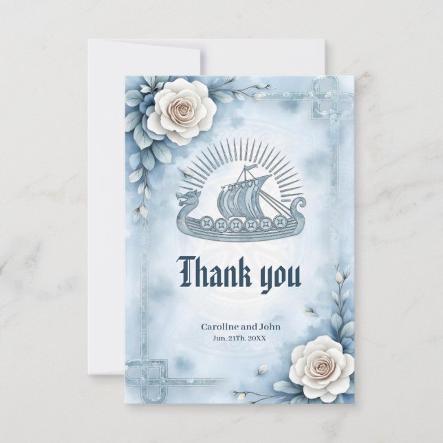 Blommigt Ram med Ro och keltisk design. Tack Kort (Framsida)