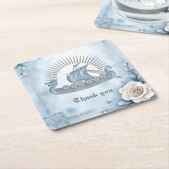 Blommigt Ram med Ro och keltisk design. Underlägg Papper Kvadrat (Vinklad)