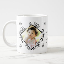 Blommigt Ram Personlig Bild Gift Jumbo Mugg