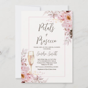 Blommigt Ram Petals Prosecco Möhippa Inbjudningar