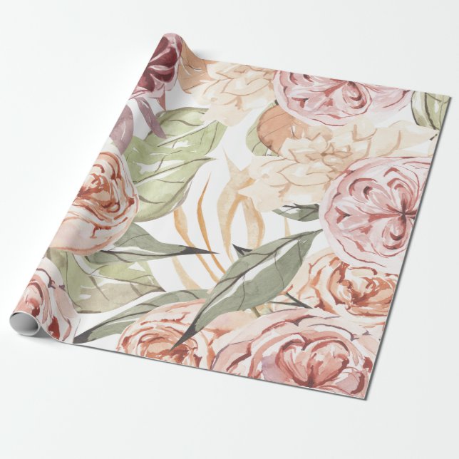 Blommigt Ram Presentpapper (Utrullad)