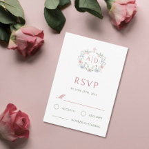 Blommigt Ram Religiösa Bröllop Monogram OSA kort