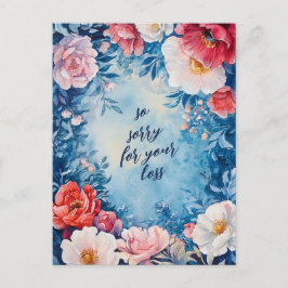 Blommigt Ram SORRY FOR LOSS ANPASSNINGSBAR Condolm Vykort