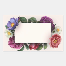 Blommigt Ram Söt Vintage Stil Rektangulärt Klistermärke