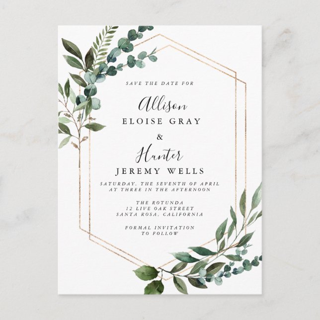 Blommigt Ram Spara datum Vykort (Framsida)