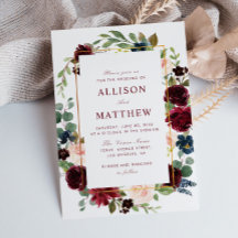 Blommigt ram vattenfärgsburgare blommar bröllop