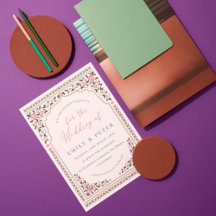 Blommigt Ram Vintage Oriental Gräns Bröllop