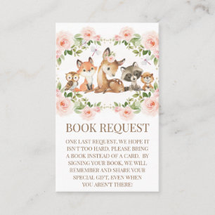 Blommigt Ram Woodland Baby Shower Bok Request Visitkort