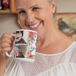 Blommigt Ram - World's Best Grandma Photo Collage Kaffemugg