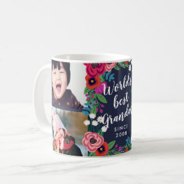 Blommigt Ram World's Best Grandma Photo Collage Kaffemugg