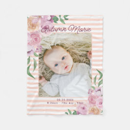 Blommigt, rand, babyblanksteg fleecefilt