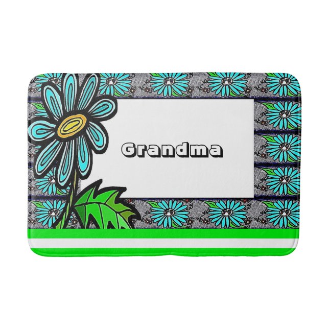 Blommigt Rand Grandma Bathroom Bath Mat Badrumsmatta (Framsidan)