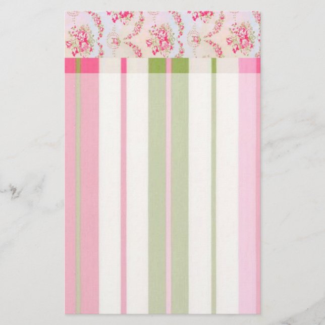 Blommigt Rand Stationery Brevpapper (Framsida)