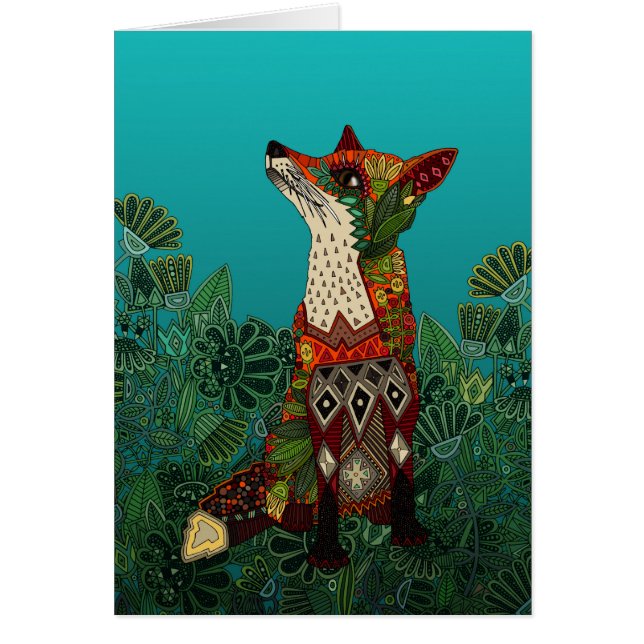 blommigt räv hälsningskort (Framsidan)