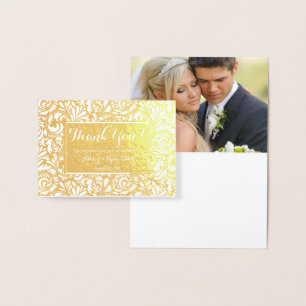 Blommigt Real Gold Foil Bröllop Photo Tack Folierat Kort