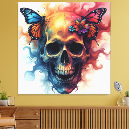 Blommigt Reborn Skull Canvastryck
