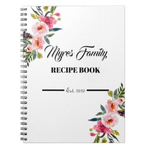blommigt recept bok anteckningsbok