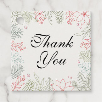 Blommigt Red and Grönt Ram Tack Gåvor Etiketter