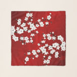 Blommigt Red and White Cherry Blommar<br><div class="desc">Den här feminina scarfen för henne har en svart och vit körsbärsfärs blommar gren på en strålande röd bakgrund. För kvinnor som blommor från kärlek och blommigt från Asien.</div>