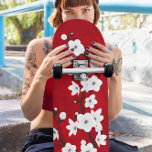 Blommigt Red and White Cherry Blommar Mini Skateboard Bräda 18,5 Cm<br><div class="desc">Söt,  vit och svart körsbärsbäck blommar på en krympande ruttröd bakgrund.</div>