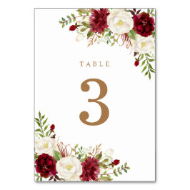 Blommigt Red Burgundy White Elegant Greenery Moder Bordsnummer