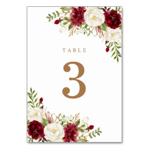 Blommigt Red Burgundy White Elegant Greenery Moder Bordsnummer