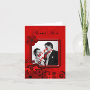 Blommigt Red Goth Bröllop Tack Photo Note Card Kort