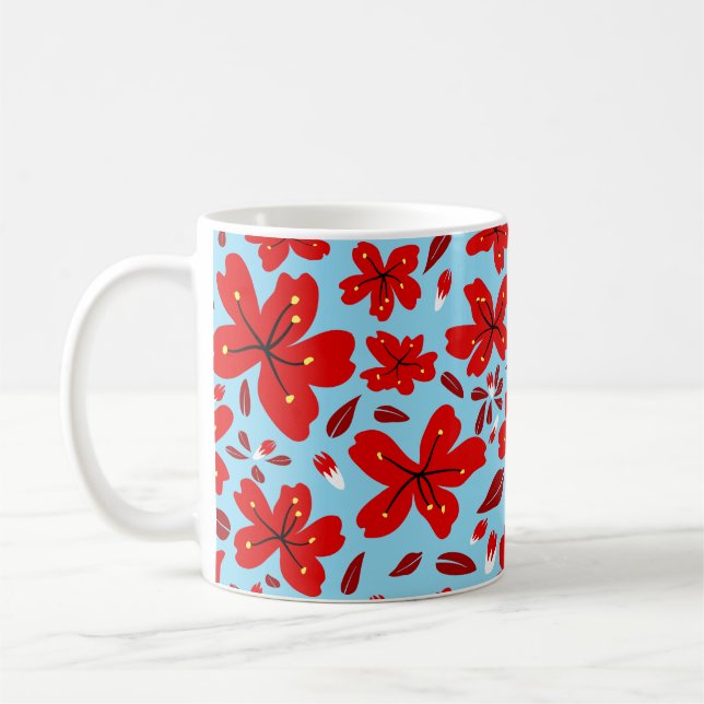 Blommigt Red Kaffemugg (Vänster)