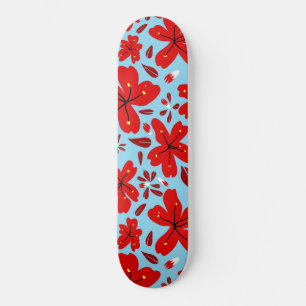Blommigt Red Mini Skateboard Bräda 18,5 Cm